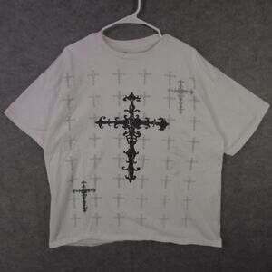 Ink Inc Shirt Mens Extra Large White Christian Cross Graphic Allover Tee T-Shirt